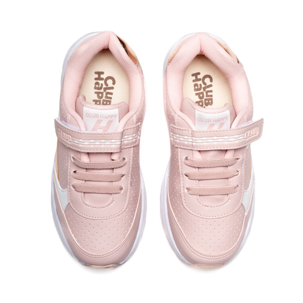 Tênis Infantil Club Happy Action Detalhe Metalizado Rosa Claro Rosa 4