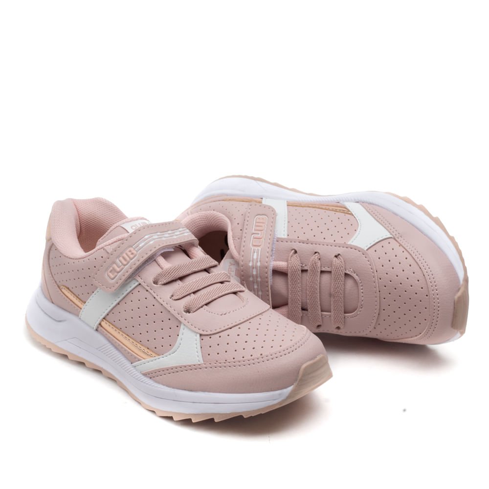 Tênis Infantil Club Happy Action Detalhe Metalizado Rosa Claro Rosa 5