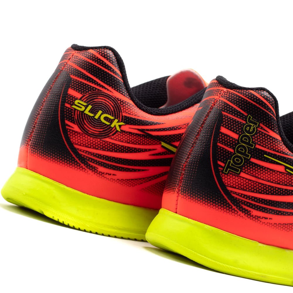 Chuteira Futsal Infantil Topper Slick V Coral/preto Laranja/Preto 6