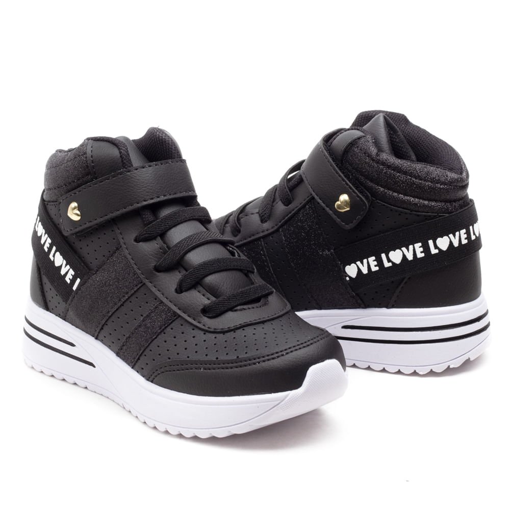 Tênis Infantil Club Happy Teen Mid Love Preto Preto 5