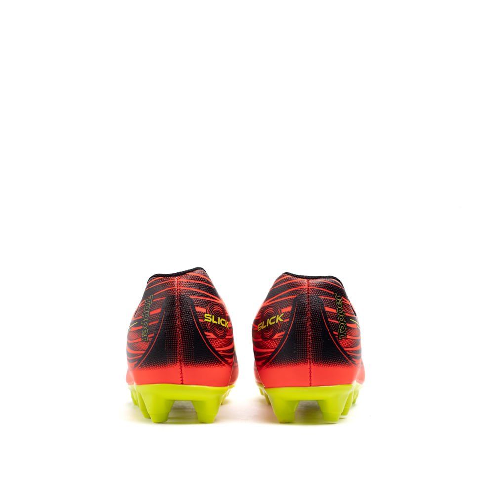 Chuteira Campo Infantil Topper Slick V Coral/preto Laranja 3