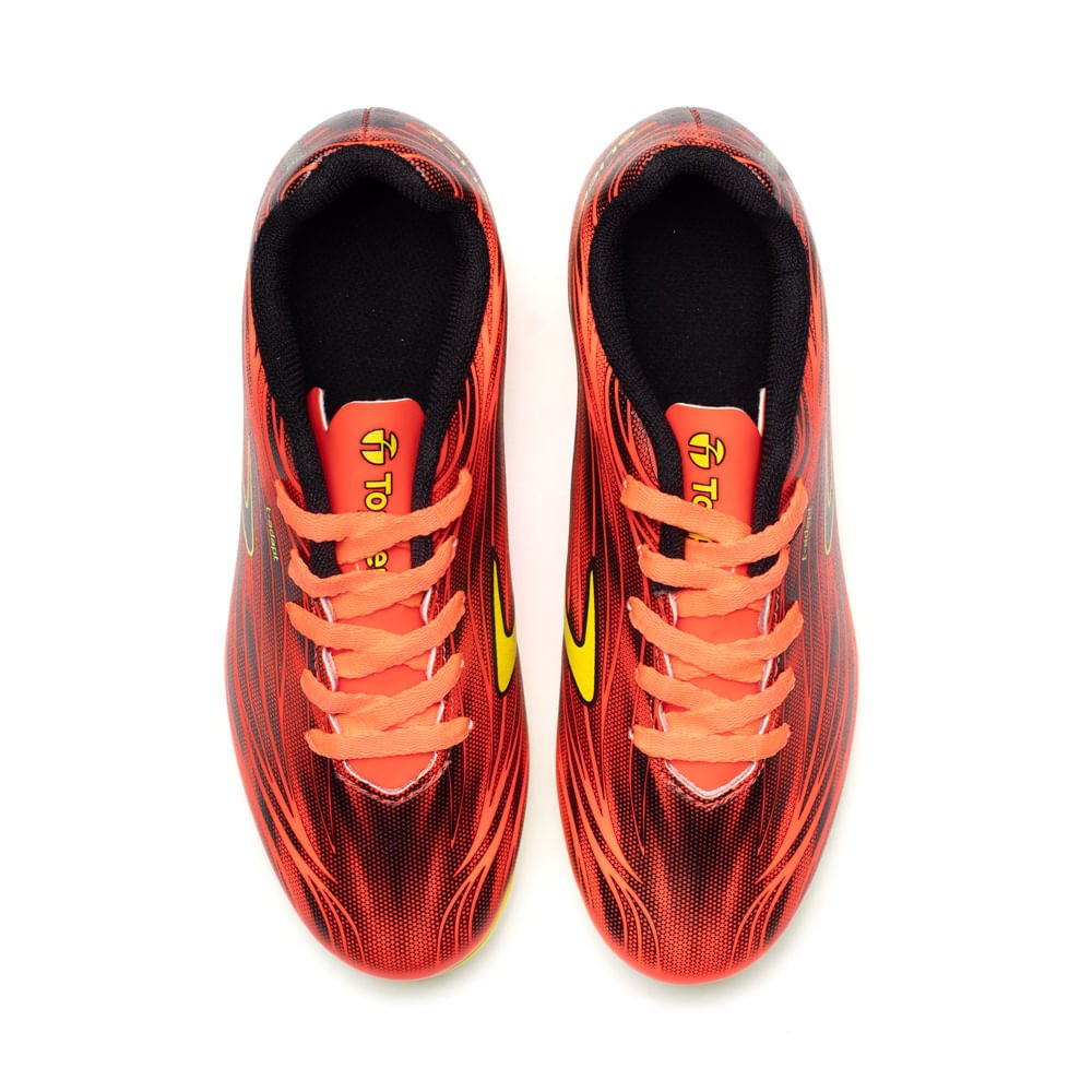 Chuteira Campo Infantil Topper Slick V Coral/preto Laranja 4