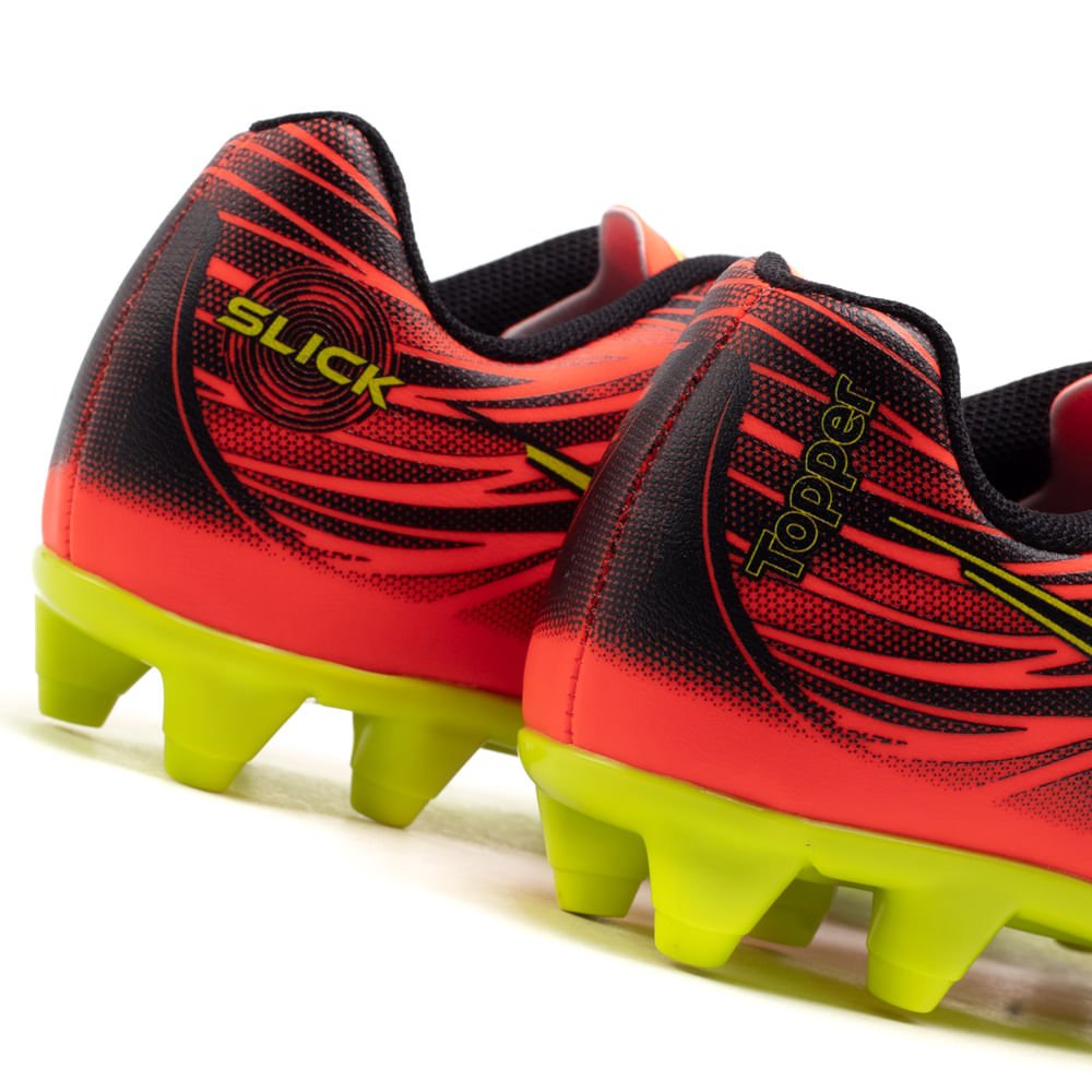 Chuteira Campo Infantil Topper Slick V Coral/preto Laranja 6
