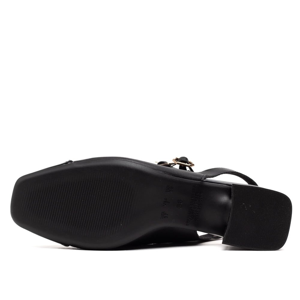 Sapato Feminino Bebecê Slingback Fivelas Preto Preto 2
