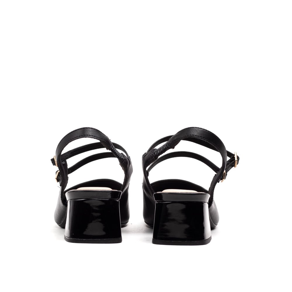 Sapato Feminino Bebecê Slingback Fivelas Preto Preto 3