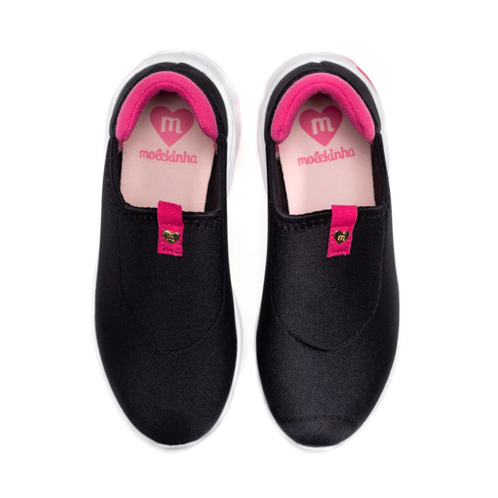 Tênis Infantil Molekinha Tecido Preto/pink Preto/Rosa 4