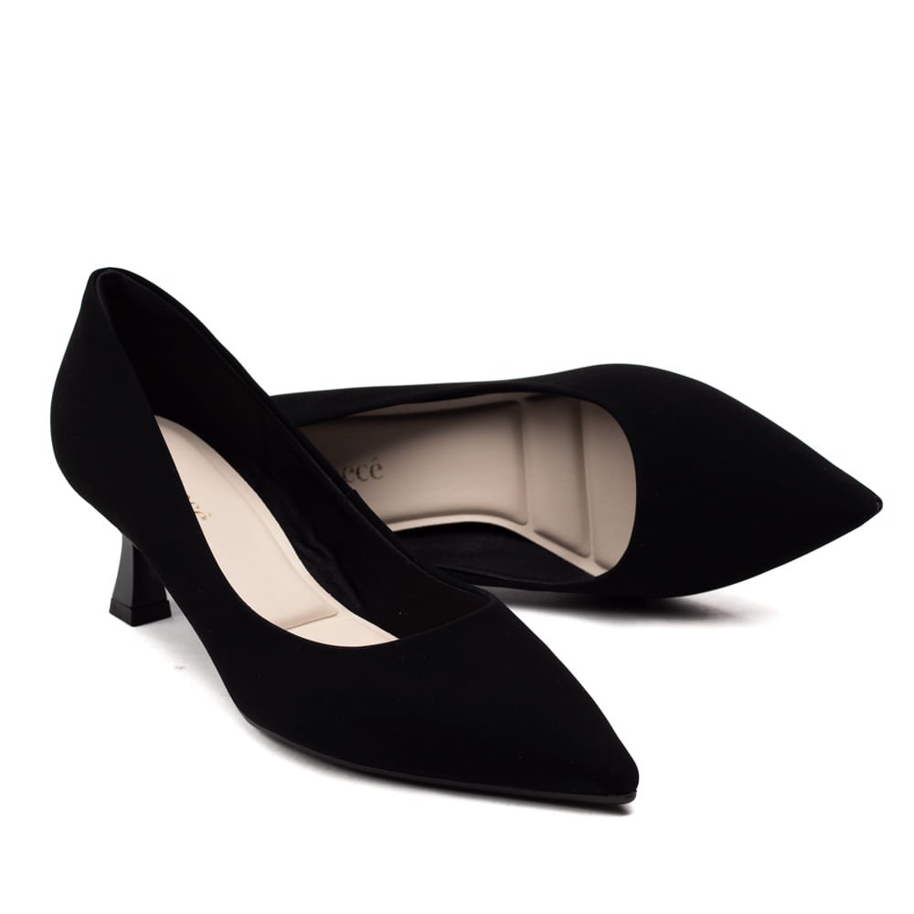 Sapato Scarpan Feminino Bebecê com Salto Taça Preto Preto 5