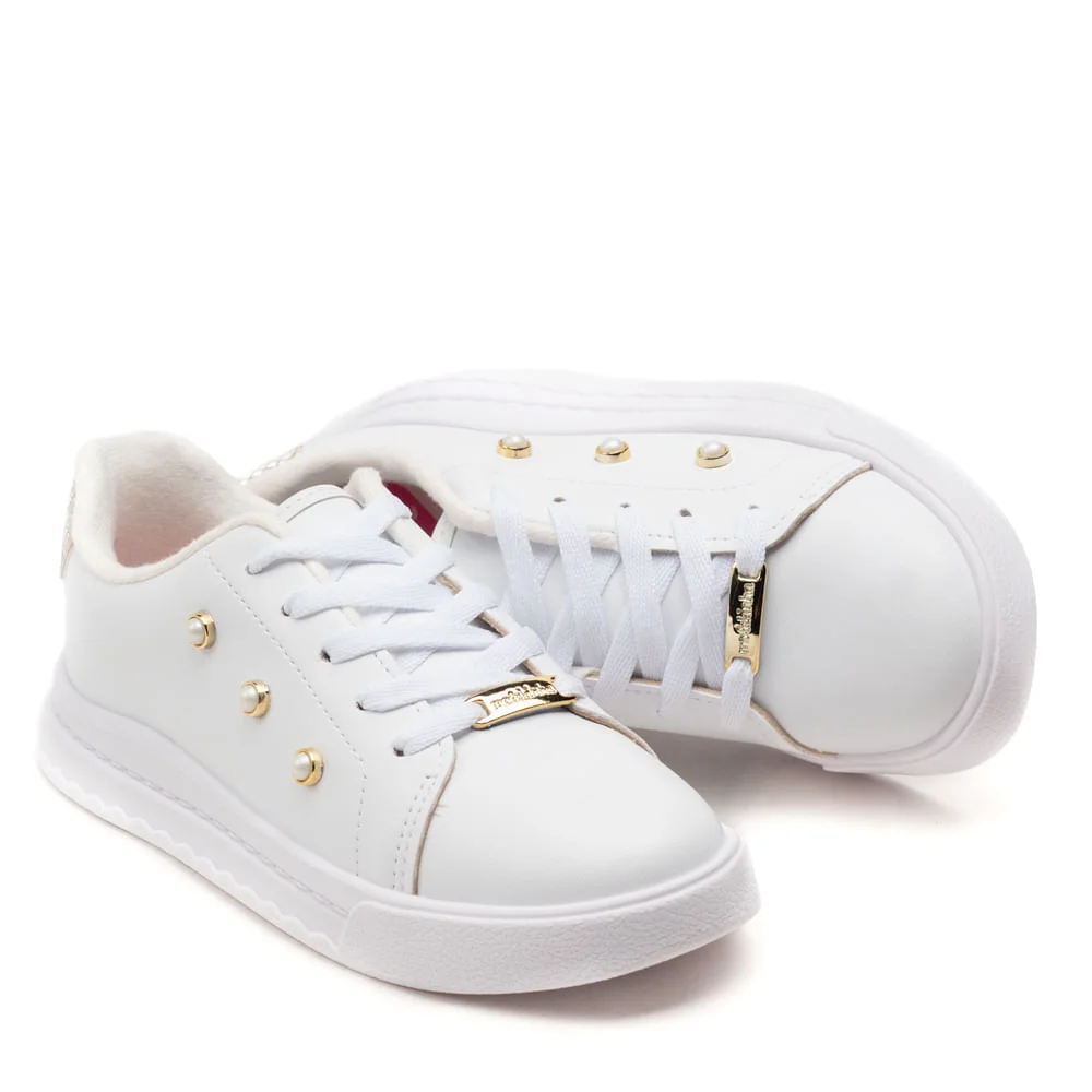 Tênis Infantil Molekinha Com Pérolas Branco/dourado Branco/Dourado 5