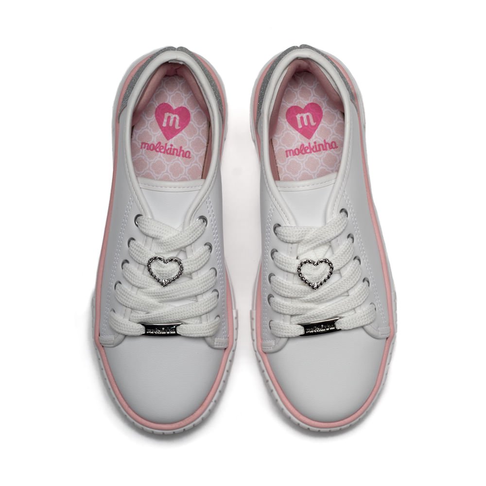 Tênis Infantil Molekinha com Detalhe em Glitter Branco Branco 4
