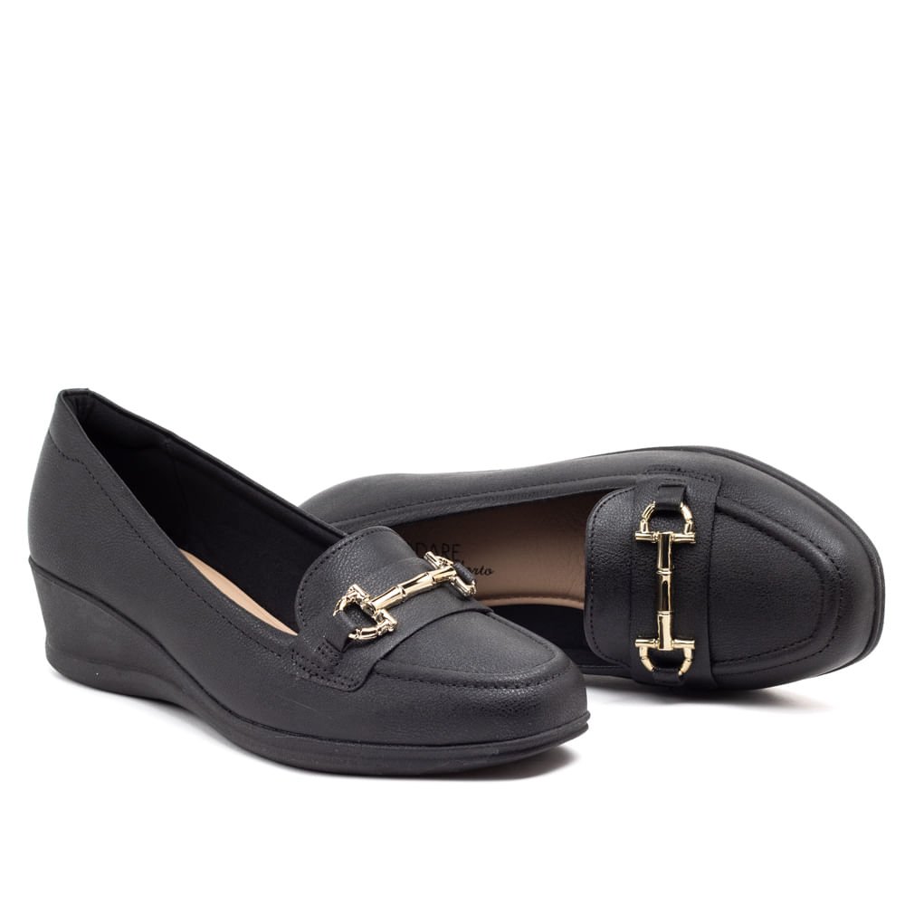 Sapato Casual Modare Anabela Fivela Feminino 1155 Preto 5