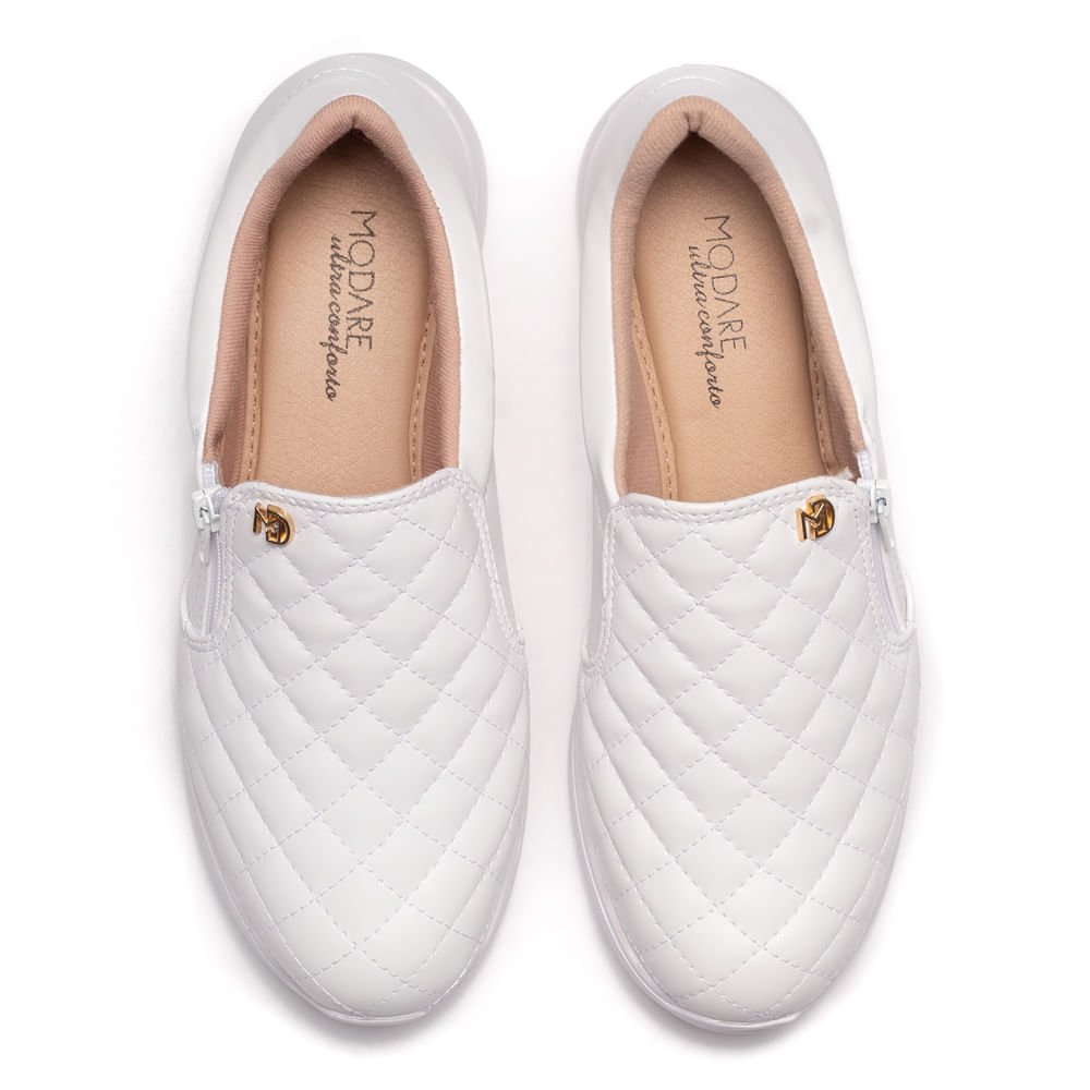 Tênis Feminino Modare Casual Matelassê Branco Branco 4