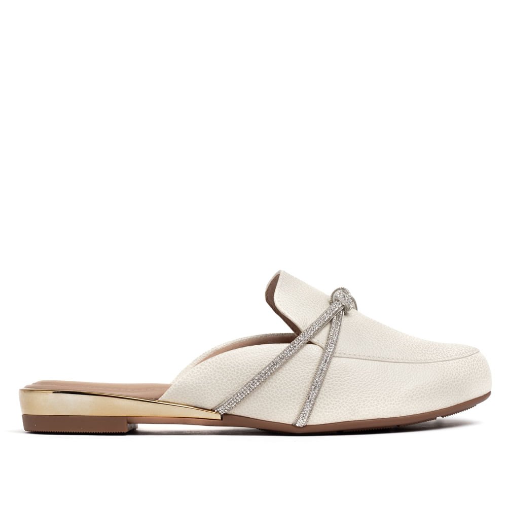 Mule Feminino Modare com Tiras de Strass Off White