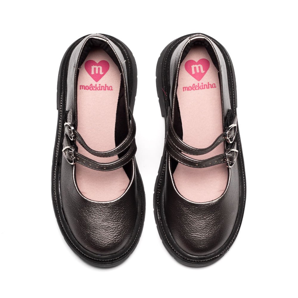 Sapato Infantil Molekinha Boneca Tratorado Prata Prata 4