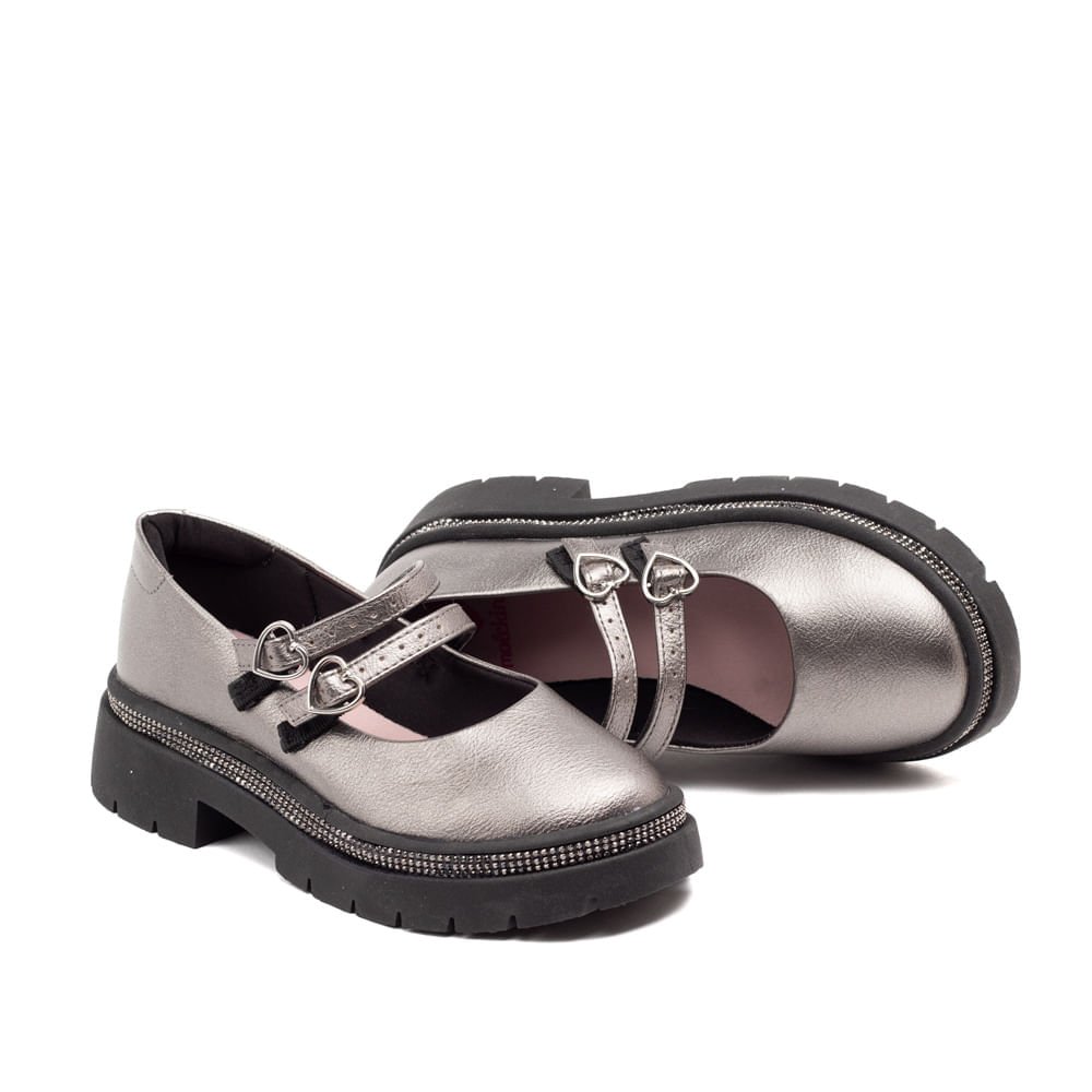 Sapato Infantil Molekinha Boneca Tratorado Prata Prata 5