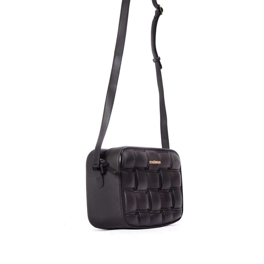 Bolsa Feminina Moleca Transversal Trançada Preto Preto 4