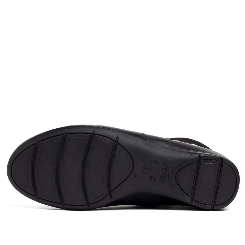 Bota Feminina Comfortflex Cano Curto Fivela Preto Preto 2