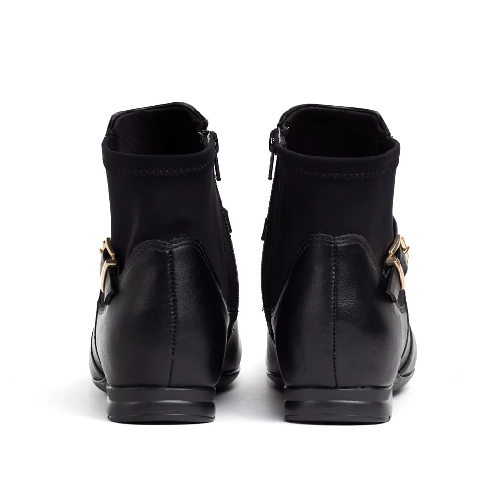 Bota Feminina Comfortflex Cano Curto Fivela Preto Preto 3