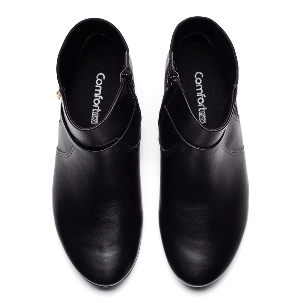 Bota Feminina Comfortflex Cano Curto Fivela Preto Preto 4