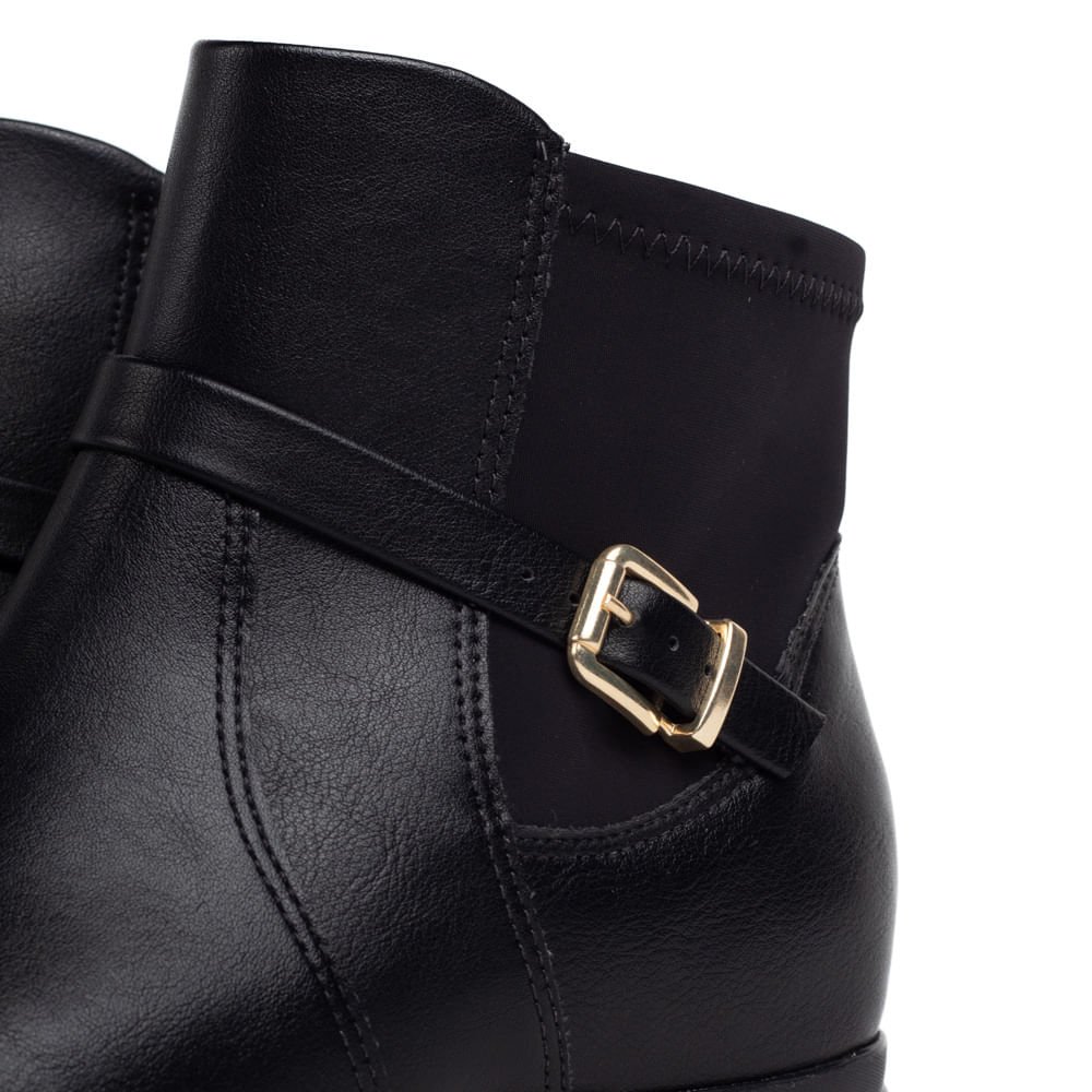 Bota Feminina Comfortflex Cano Curto Fivela Preto Preto 5