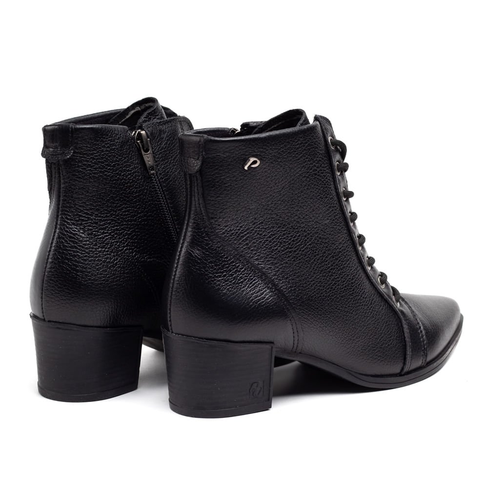 Bota Pegada Feminina em Couro com Cadarço Feminino Preto 6