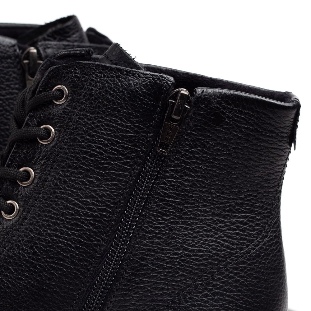 Bota Pegada Feminina em Couro com Cadarço Feminino Preto 8