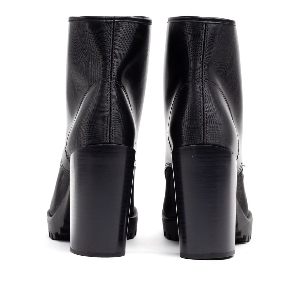 Bota Moleca Feminina Salto Alto com Cadarço Feminino Preto 3