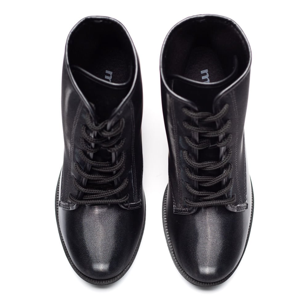 Bota Moleca Feminina Salto Alto com Cadarço Feminino Preto 4