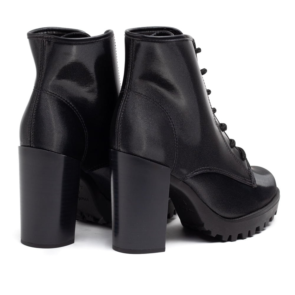 Bota Moleca Feminina Salto Alto com Cadarço Feminino Preto 6