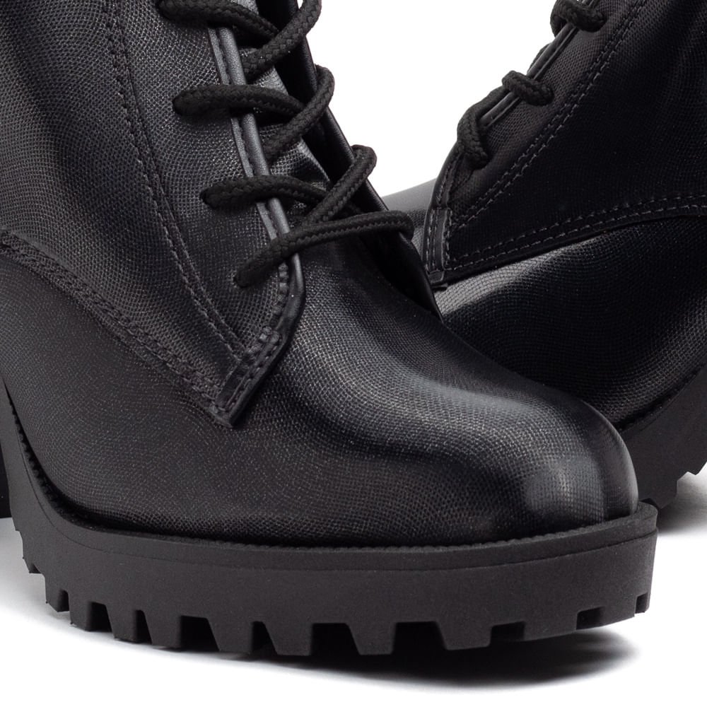 Bota Moleca Feminina Salto Alto com Cadarço Feminino Preto 7