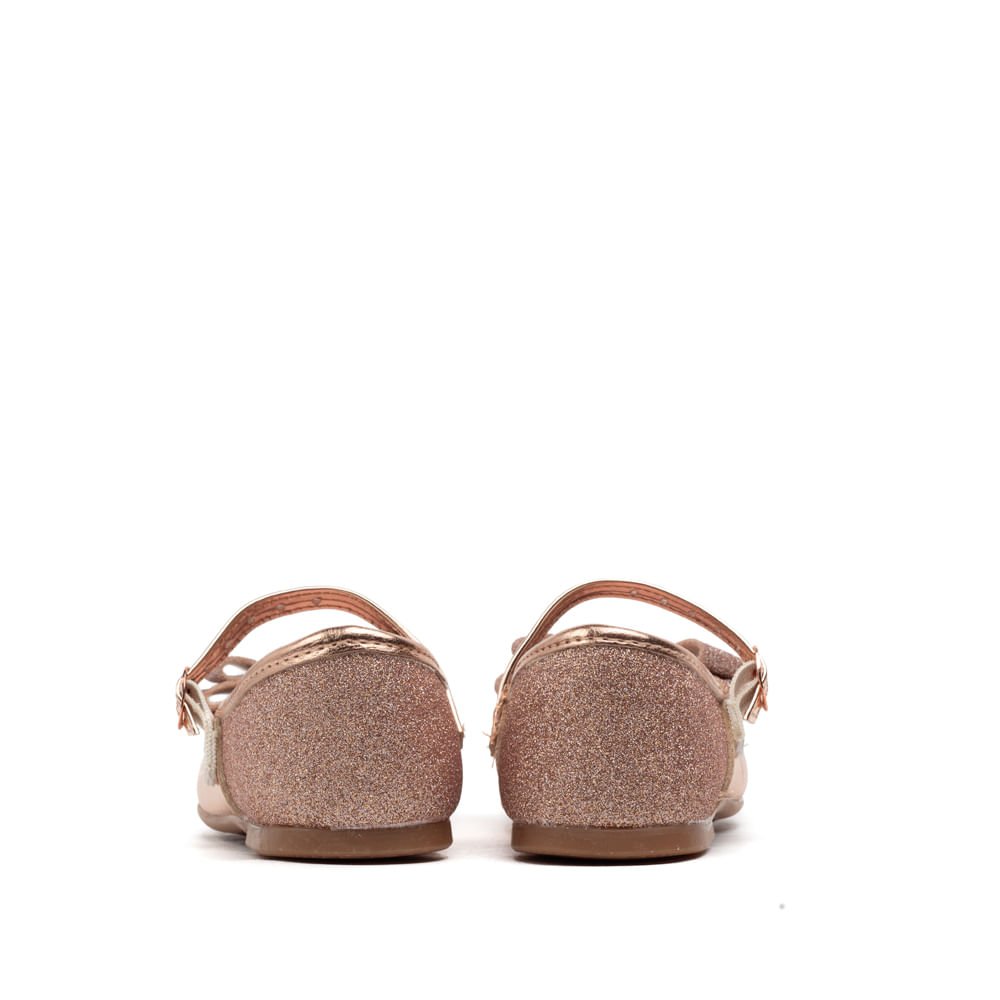 Sapato Infantil Molekinha Metalizado com Glitter Ouro Rosado Dourado 3