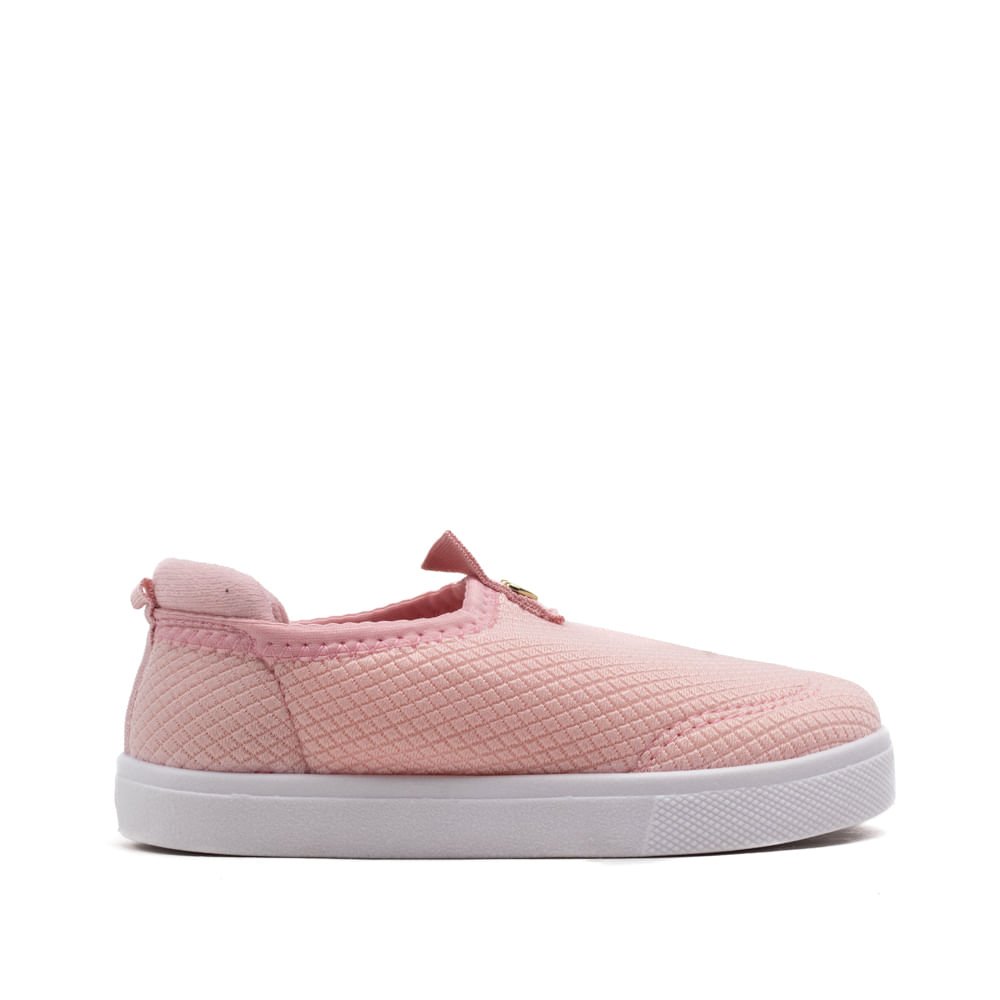 Tênis Infantil Molekinha Slip On Tecido Rosa Claro