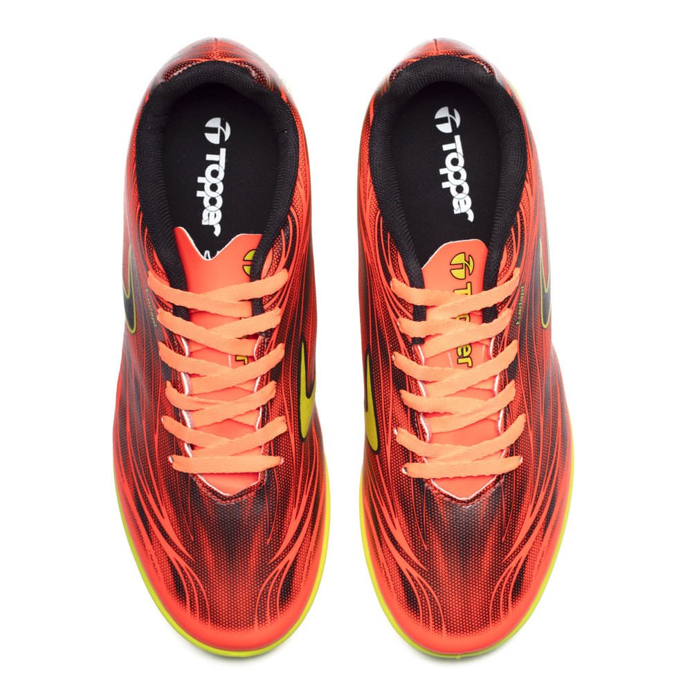 Chuteira Futsal Topper Slick V Coral Laranja 4