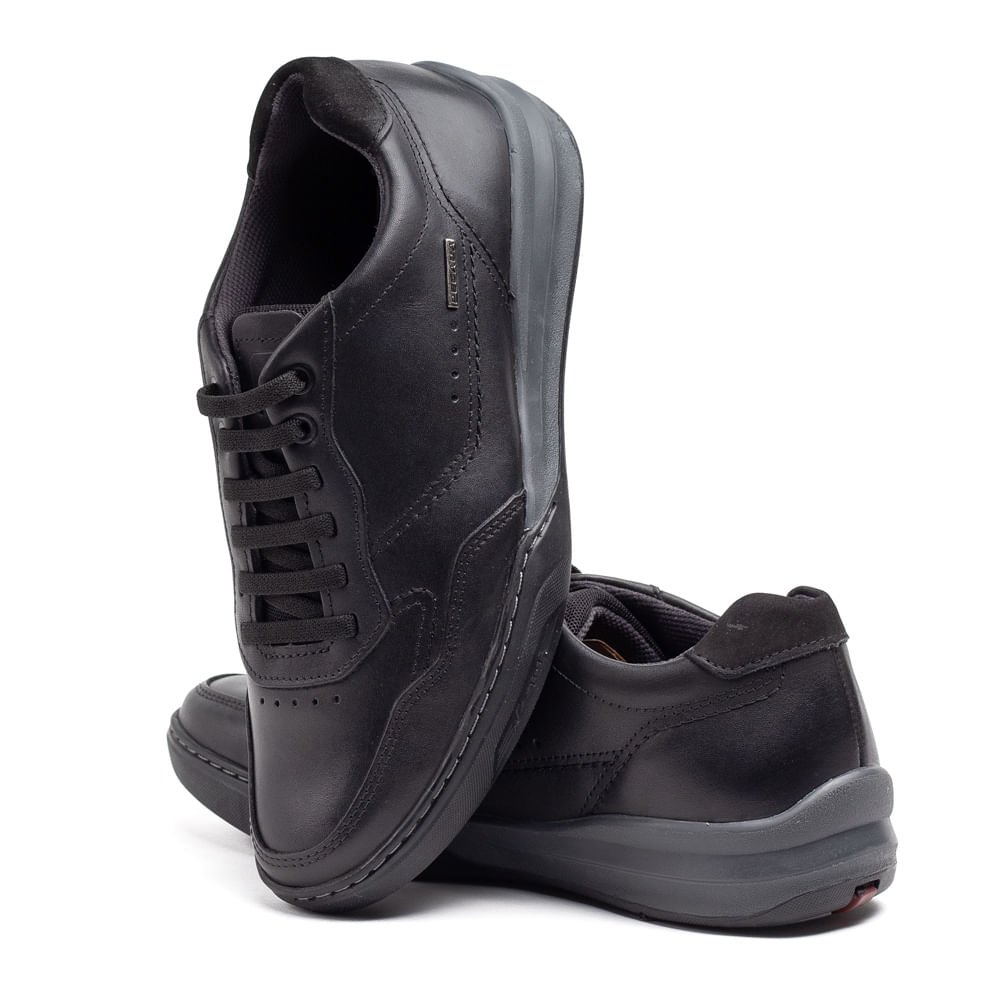 Sapatênis Masculino Pegada em Couro Preto Preto 5
