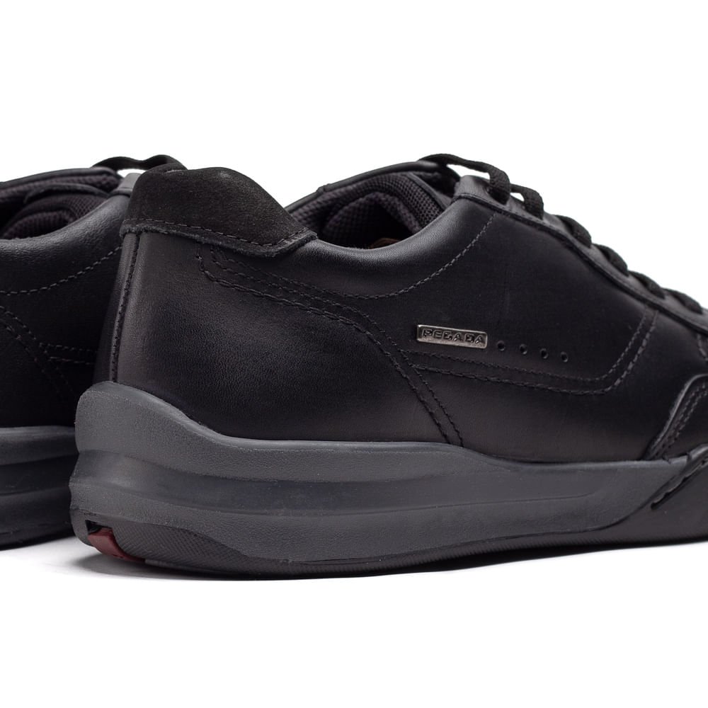 Sapatênis Masculino Pegada em Couro Preto Preto 6
