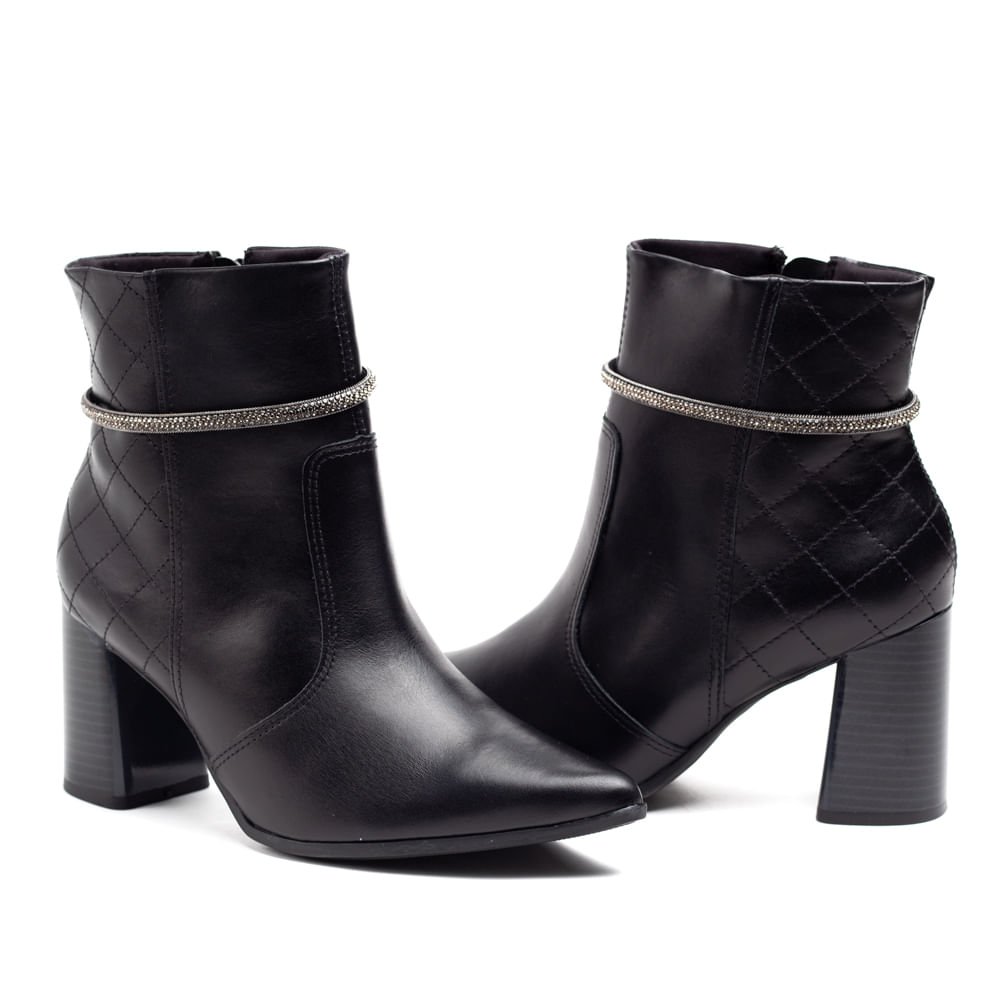 Bota Feminina Ramarim Bico Fino Preto Preto 5