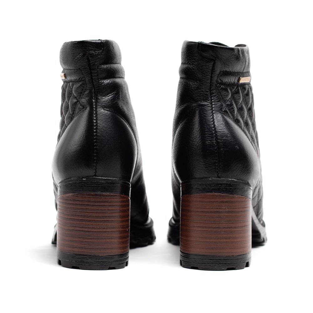 Coturno Feminino Pegada em Couro Matelassê Preto Preto 3