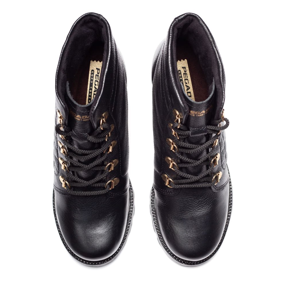 Coturno Feminino Pegada em Couro Matelassê Preto Preto 4