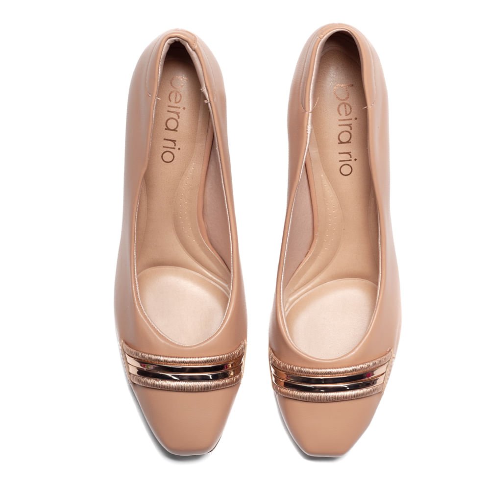 Sapato Feminino Beira Rio Bico Quadrado Nude Bege 4