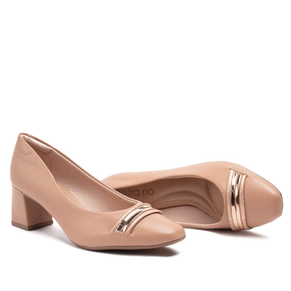 Sapato Feminino Beira Rio Bico Quadrado Nude Bege 5