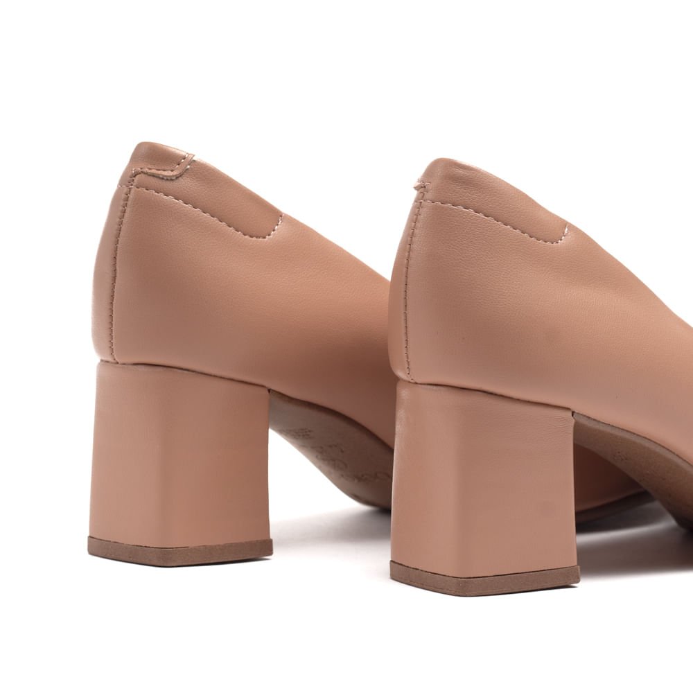 Sapato Feminino Beira Rio Bico Quadrado Nude Bege 6