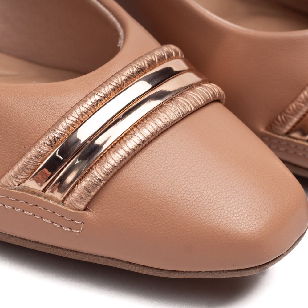 Sapato Feminino Beira Rio Bico Quadrado Nude Bege 7