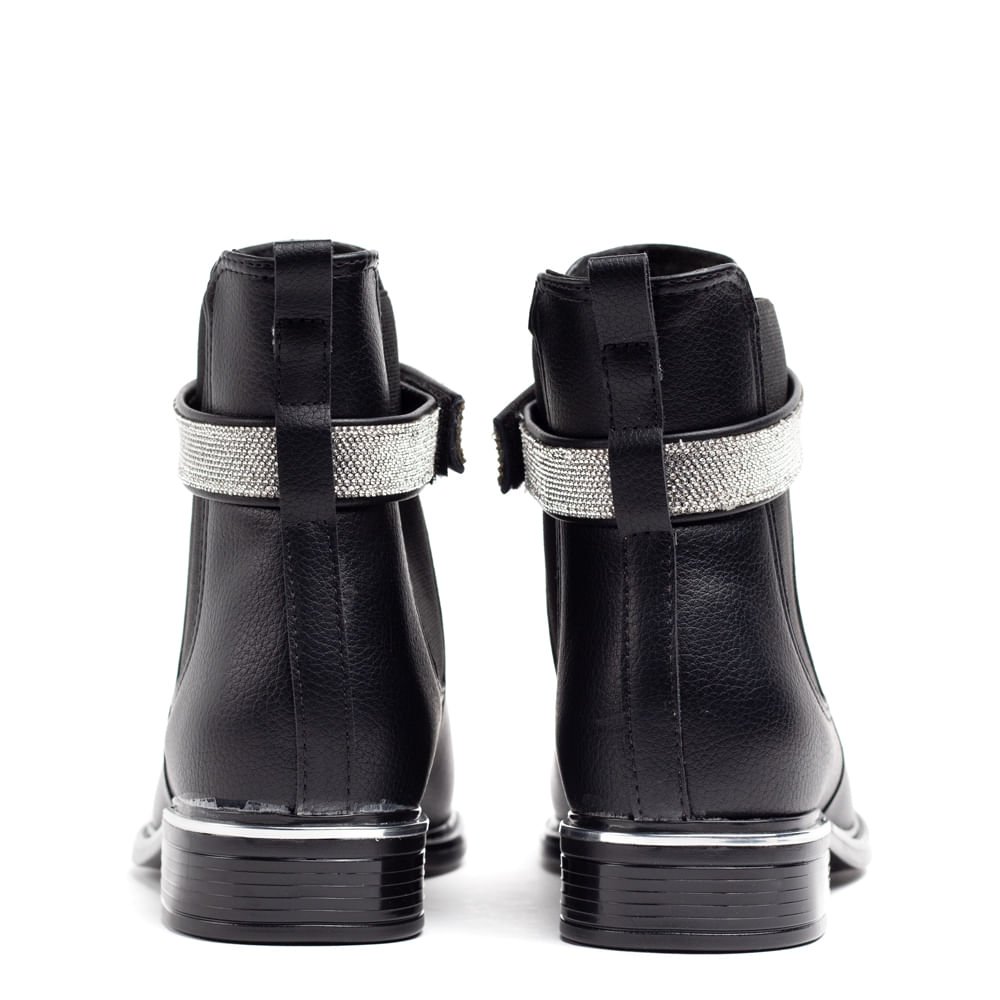 Bota Feminina Vizzano Cano Curto com Detalhe em Strass Preto Preto 3