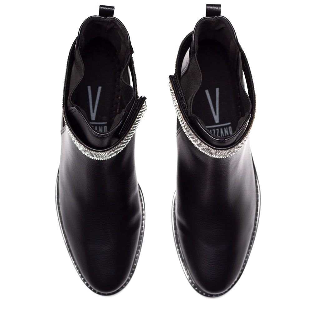Bota Feminina Vizzano Cano Curto com Detalhe em Strass Preto Preto 4