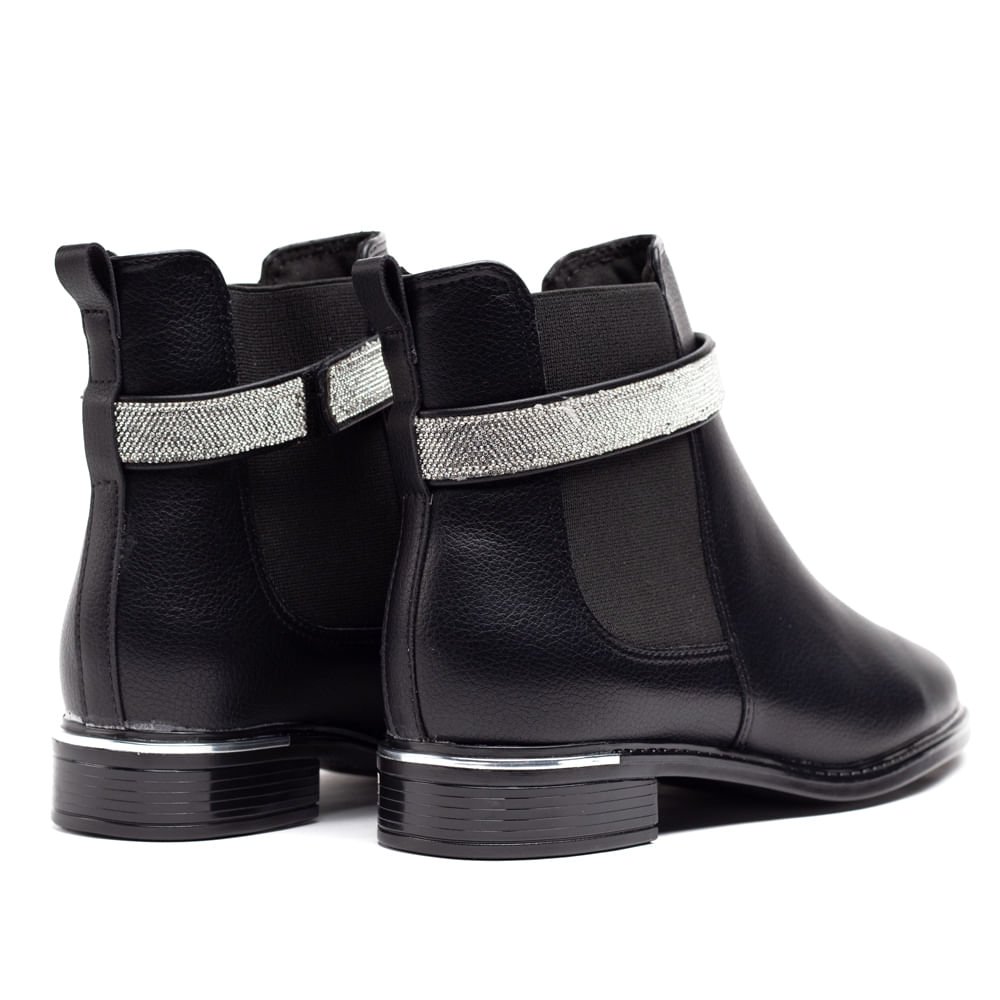 Bota Feminina Vizzano Cano Curto com Detalhe em Strass Preto Preto 6