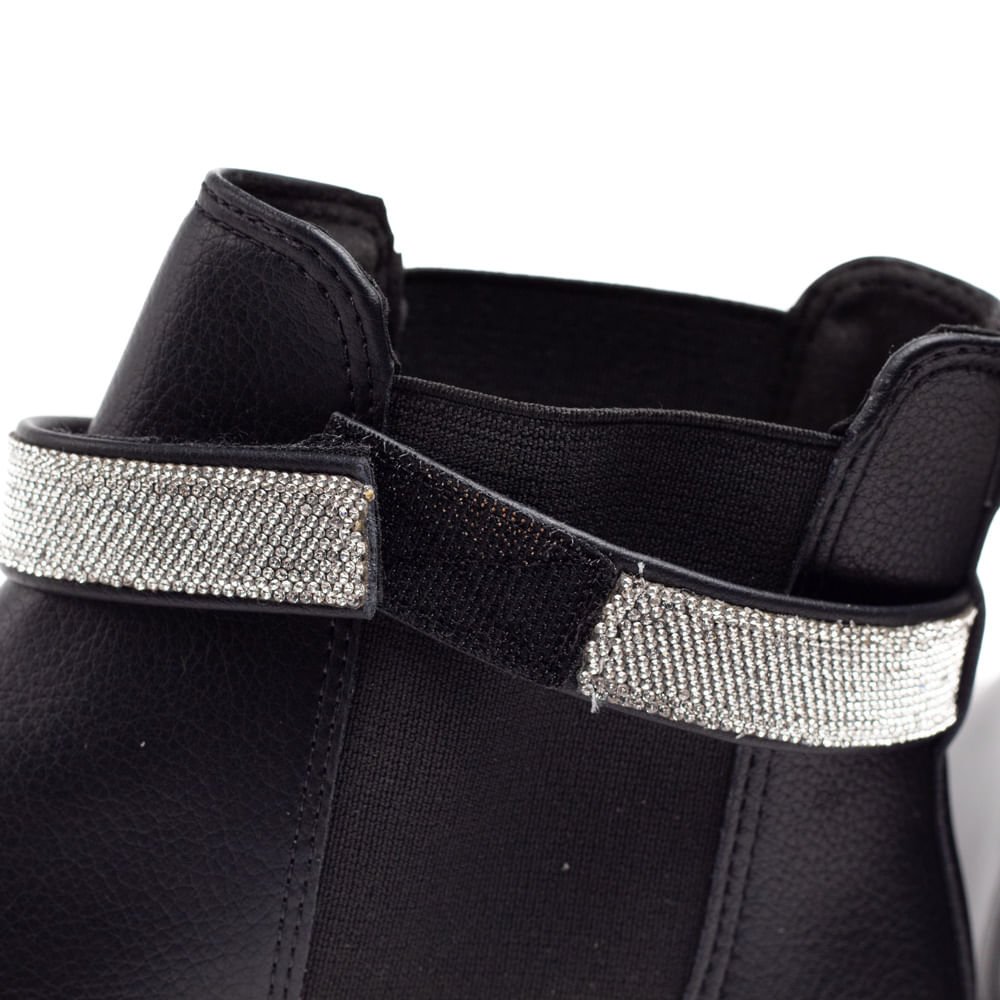 Bota Feminina Vizzano Cano Curto com Detalhe em Strass Preto Preto 7