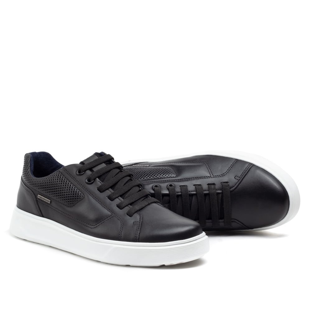 Tênis Masculino Pegada Levi em Couro Preto Preto 4