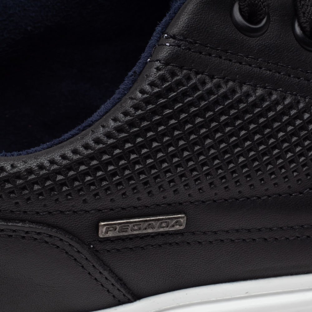 Tênis Masculino Pegada Levi em Couro Preto Preto 5