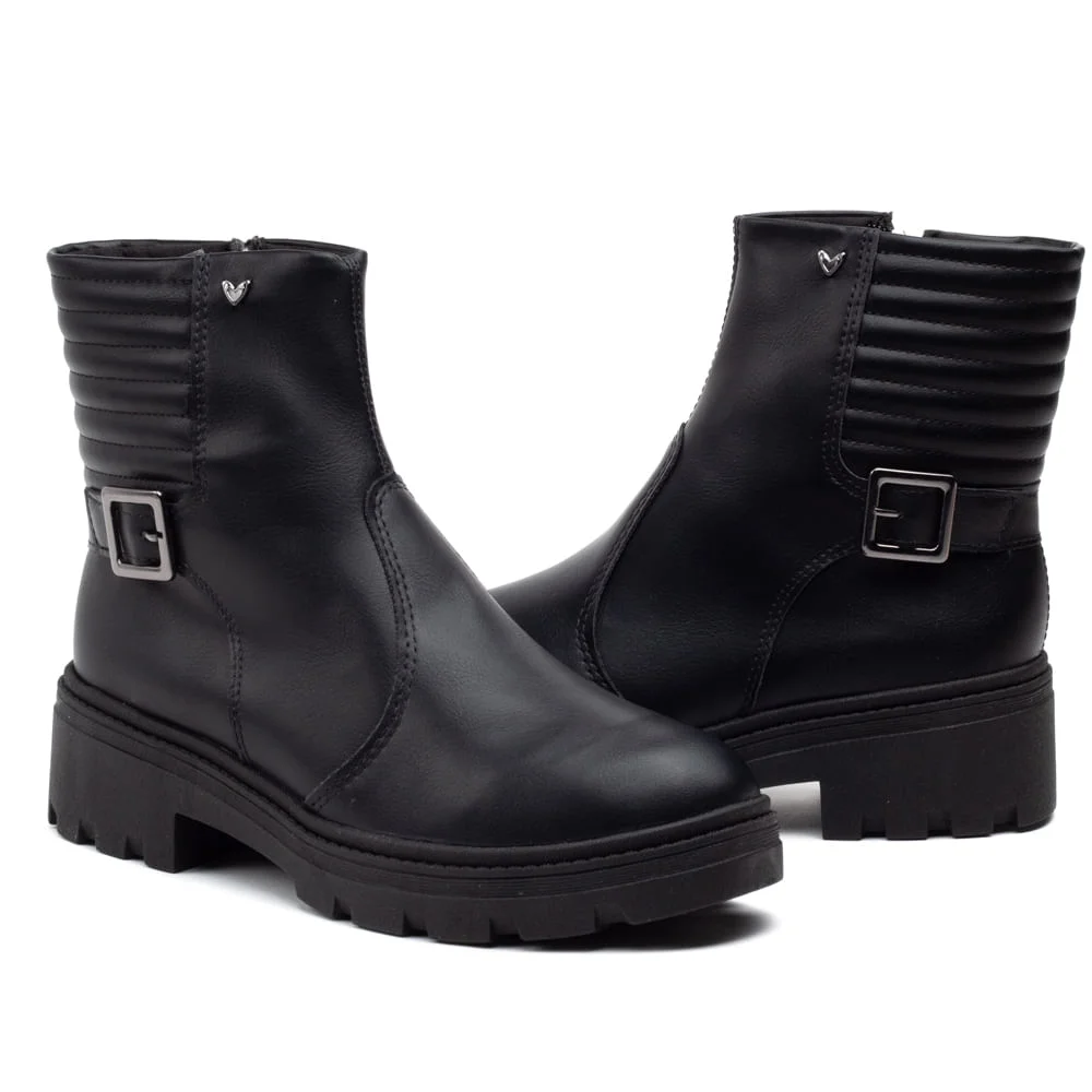 Bota Feminina Mississipi Cano Curto Detalhe de Fivela Preto Preto 5