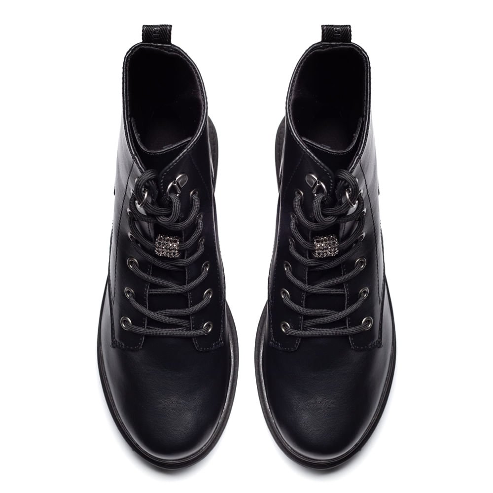 Coturno Feminino Via Marte com Pingente em Strass Preto Preto 4