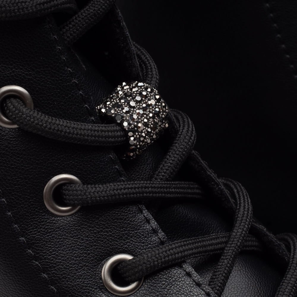 Coturno Feminino Via Marte com Pingente em Strass Preto Preto 7
